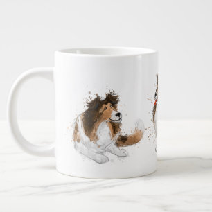 Sheldon the Sheltie Three Poses Large Coffee Mug