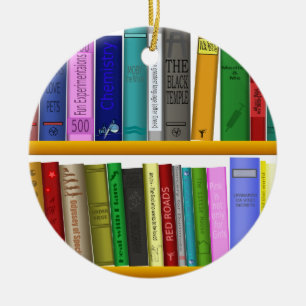 shelf books library reading ceramic ornament