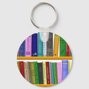 shelf books library reading key ring