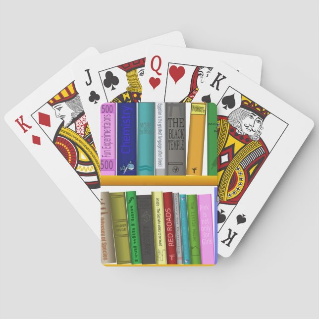 shelf books library reading playing cards (Back)