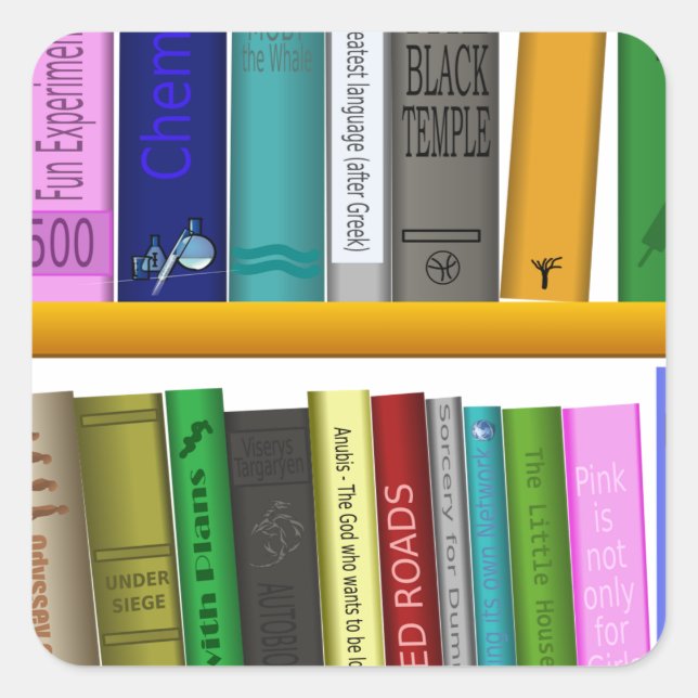 shelf books library reading square sticker (Front)