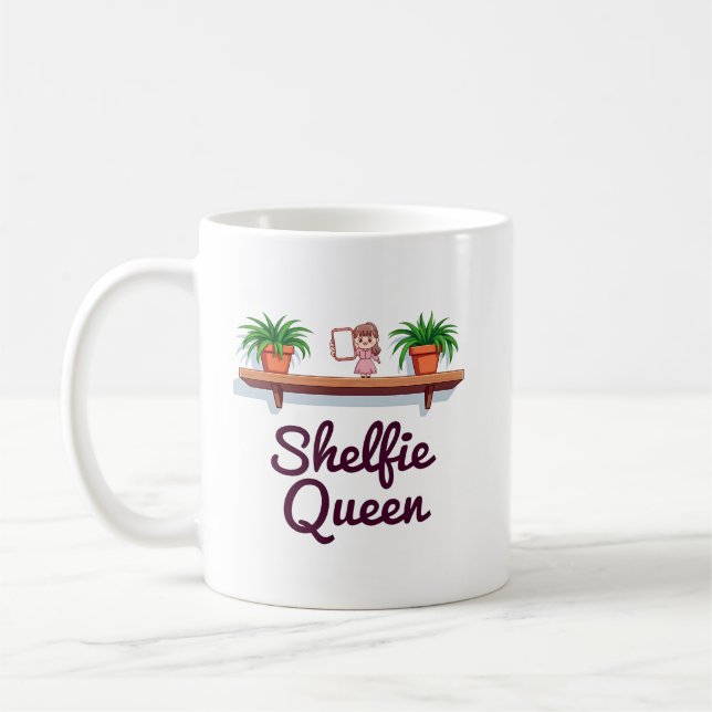 Shelfie Queen – The Plant Lover’s Selfie Moment Coffee Mug (Left)