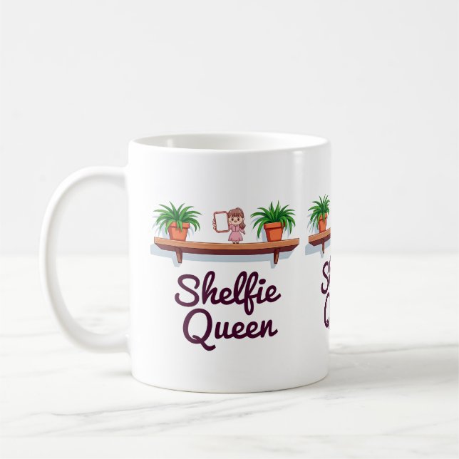 Shelfie Queen – The Plant Lover’s Selfie Moment Coffee Mug (Left)