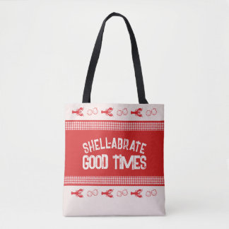 Shell-abrate Good Times Casual Seafood Gingham Tote Bag