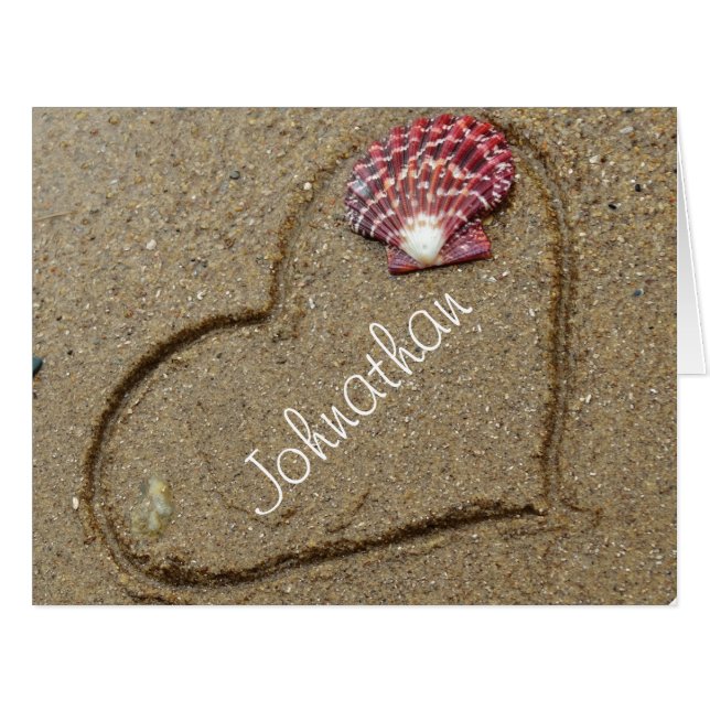 Shell and Heart on beach custom love card (Front Horizontal)