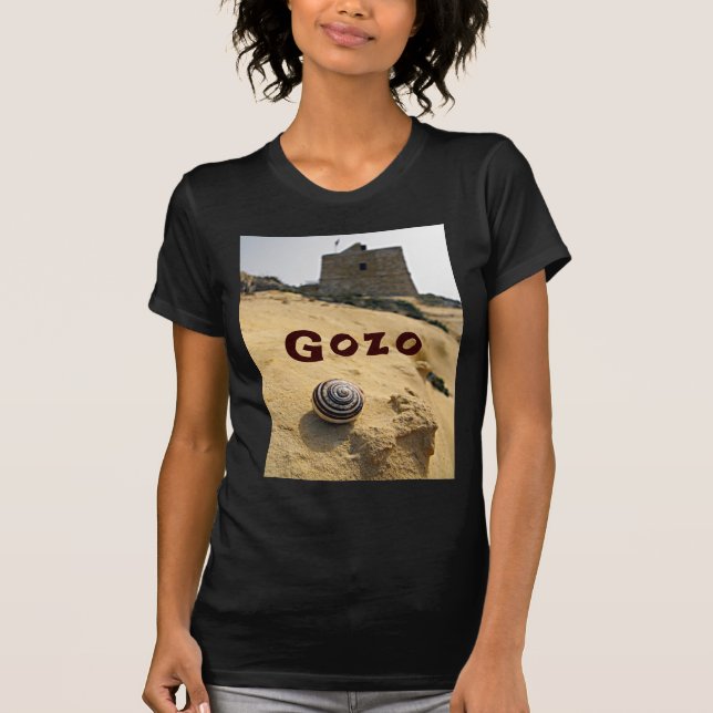 Shell and Tower, Gozo, Malta T-Shirt (Front)
