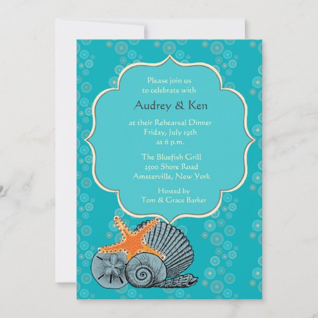 Shell Assortment Rehearsal Dinner Invitation (Front)