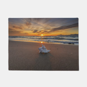 Shell At The Beach At Sunset   Kos Island Doormat
