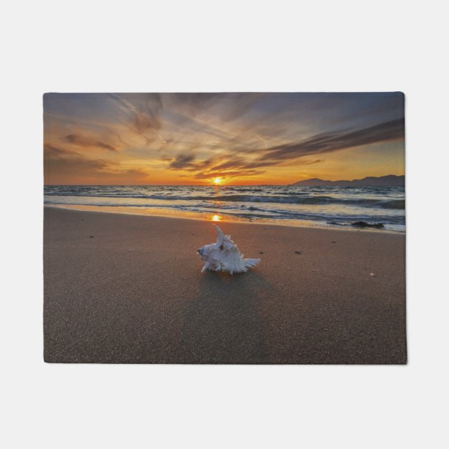 Shell At The Beach At Sunset | Kos Island Doormat (Front)