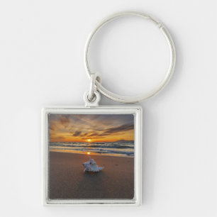 Shell At The Beach At Sunset Kos Island Key Ring