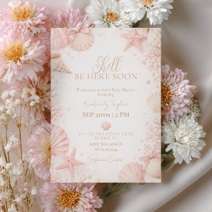 Shell Be Here Soon Girl Baby Shower Invitation