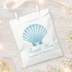 Shell Beach Blue Nautical Wedding Thank You Favour Bag
