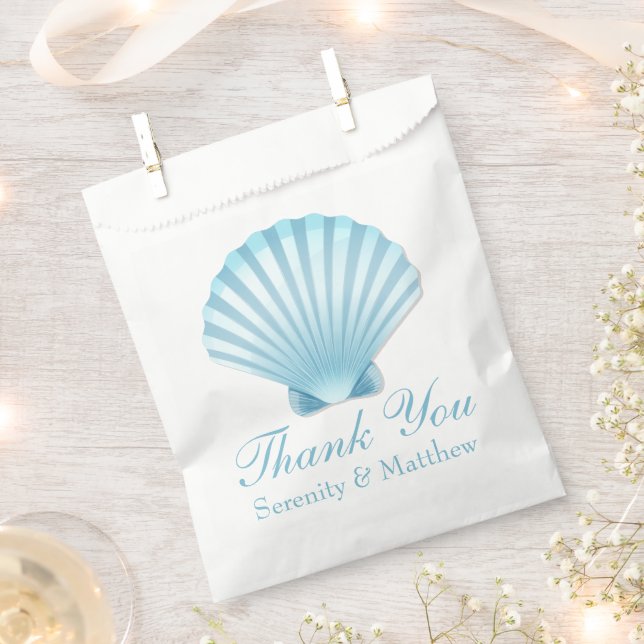 Shell Beach Blue Nautical Wedding Thank You Favour Bag (Clipped)