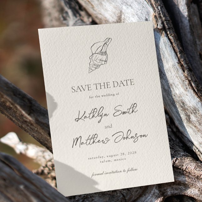 Shell Beach Ocean Minimalist Destination Wedding Save The Date (Creator Uploaded)