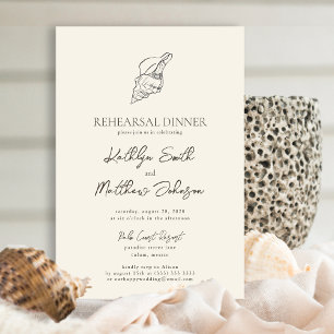 Shell Beach Ocean Minimalist Rehearsal Dinner Invitation