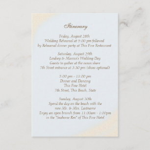Shell Beach Sea Shore Wedding Intinerary Enclosure Card