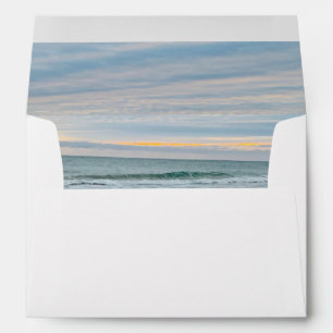Shell blue beach wedding invitation envelope