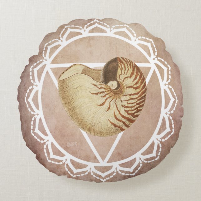 Shell Chakra Red Round Cushion (Front)