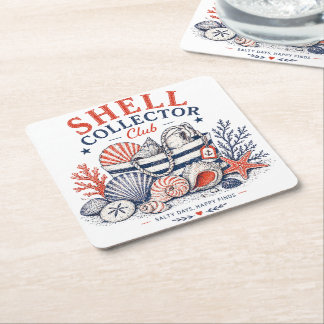 Shell Collector Beach Theme Square Paper Coaster