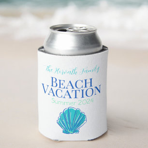 Shell Custom Beach Cruise Reunion Vacation Can Cooler