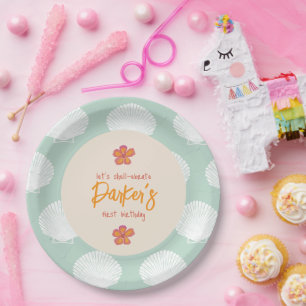 "Shell-ebration" Coastal Beach Party Theme Paper Plate