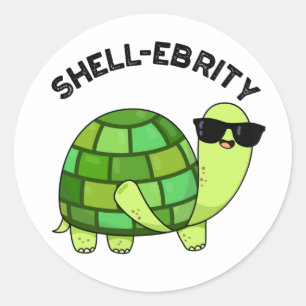 Shell-ebrity Funny Celebrity Tortoise Pun  Classic Round Sticker