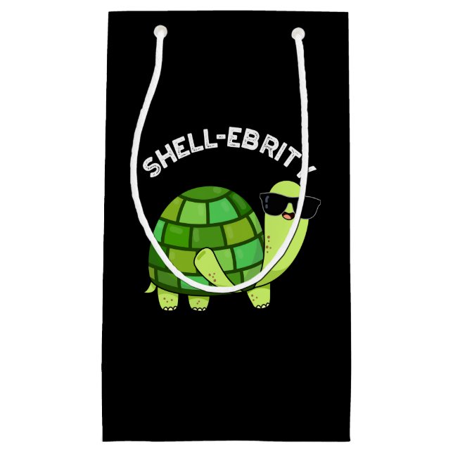 Shell-ebrity Funny Celebrity Tortoise Pun Dark BG Small Gift Bag (Front)