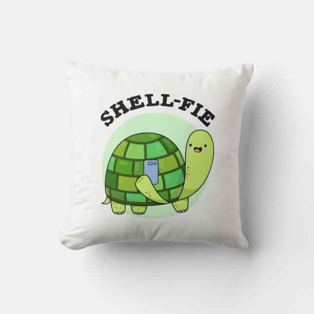 Shell-fie Funny Tortoise Selfie Pun  Cushion (Front)