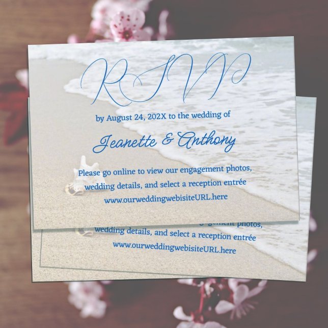 Shell in Sand Wedding Reply Online Cards (Creator Uploaded)