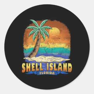 Shell Island Florida Vintage Distressed Souvenir Classic Round Sticker