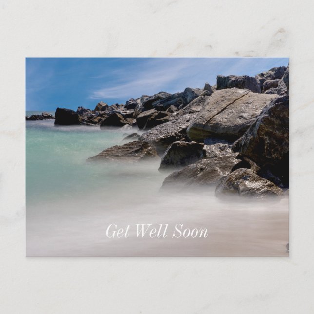 Shell Island Rocks And Waves Get Well Postcard (Front)