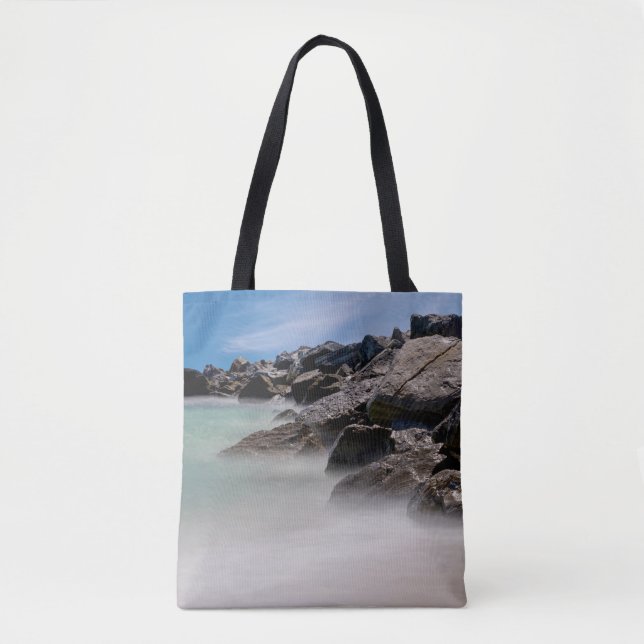 Shell Island Rocks And Waves Shopping Tote Bag (Front)