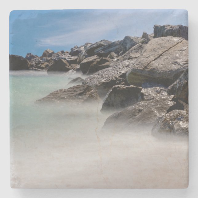 Shell Island Rocks And Waves Stone Coaster (Front)