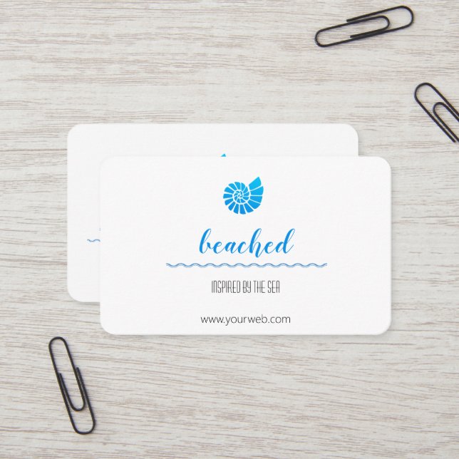 Shell Logo Beach Theme Business Card (Front/Back In Situ)