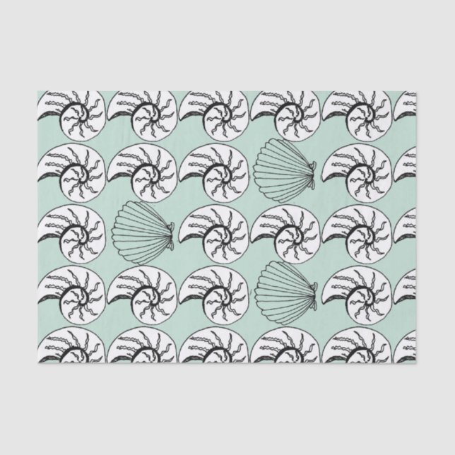 Shell Nautilus Scallop Nautical Beach Tissue Paper (Front)