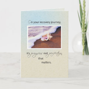 Shell on Beach Progress Encouragement on Recovery  Card