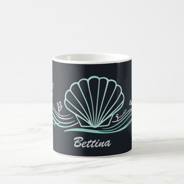 Shell on Dark Green Coffee Mug (Center)