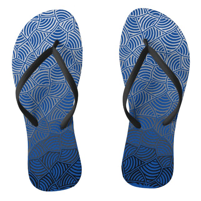 Shell pattern.04.w DBlue BG Thongs (Footbed)