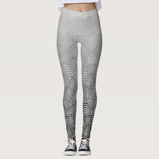 Shell pattern.04.w lGrey BG Leggings (Front)