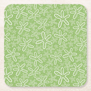 Shell Pattern On Spotted Background Square Paper Coaster