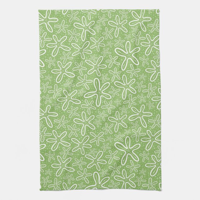 Shell Pattern On Spotted Background Tea Towel (Vertical)