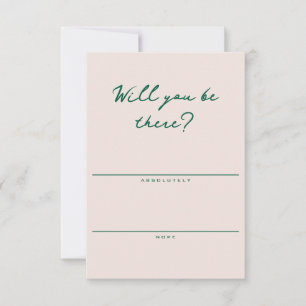 Shell Pink and Green Simple RSVP Card