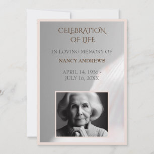 Shell Pink Funeral Memorial Ceremony Invitation