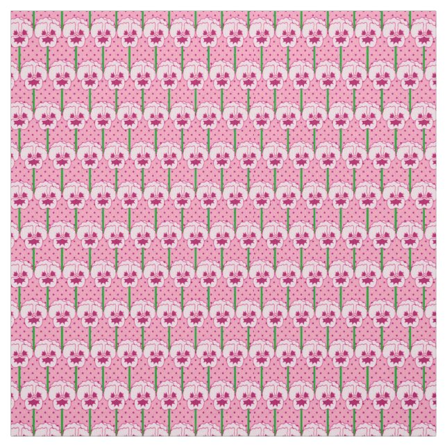 Shell pink pansies - retro wallpaper pattern fabric (Swatch)