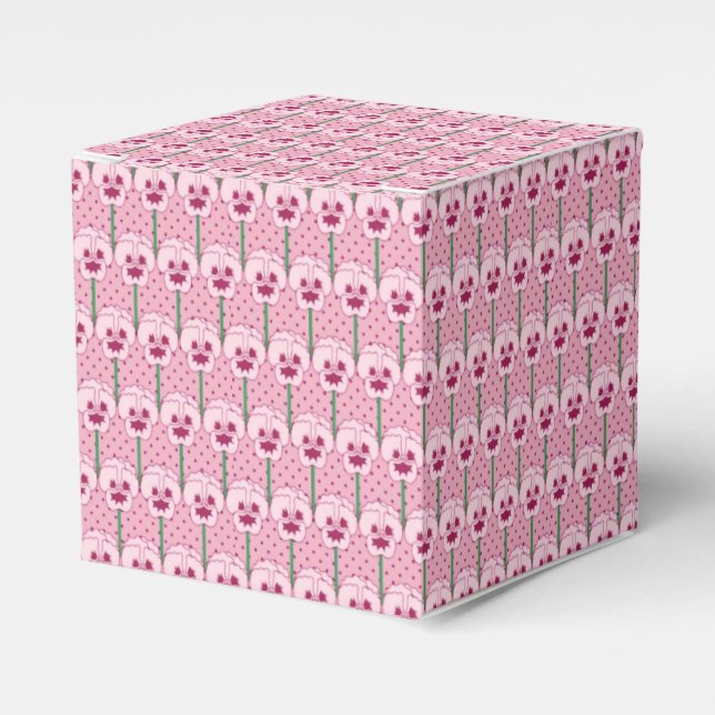 Shell pink pansies - retro wallpaper pattern favour box (Front Side)