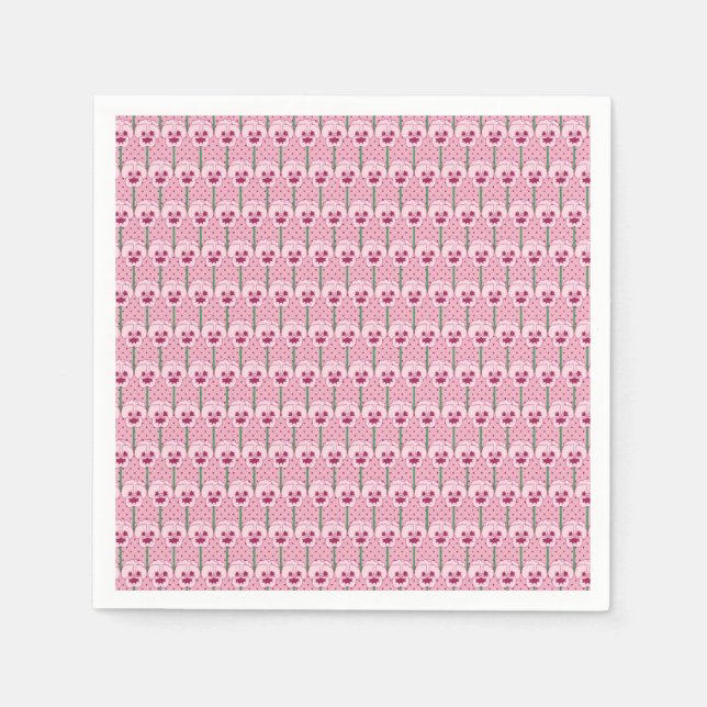 Shell pink pansies - retro wallpaper pattern napkin (Front)