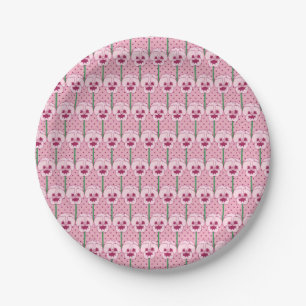 Shell pink pansies - retro wallpaper pattern paper plate