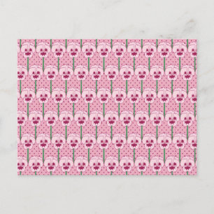 Shell pink pansies - retro wallpaper pattern postcard