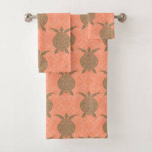 Shell Pink Sea Turtle Bath Towel Set