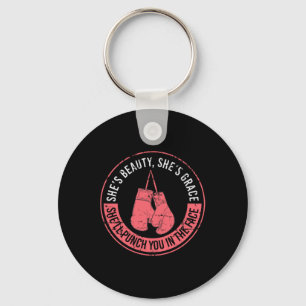 She'll Punch You In The Face Boxing Girl Kickboxin Key Ring